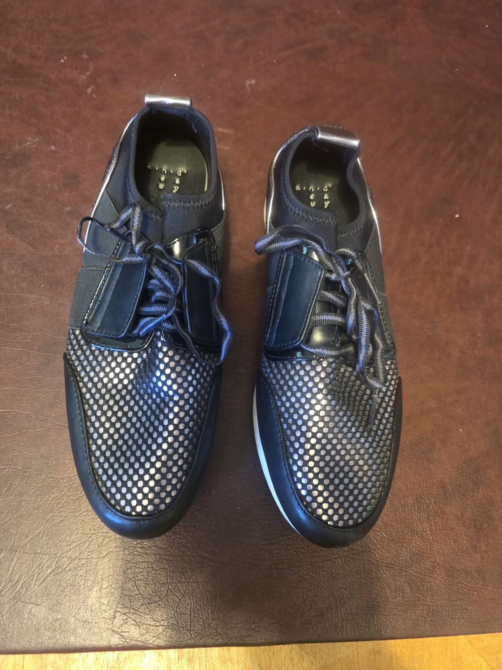 Men's Navy Mesh Lace-Up Sneakers
